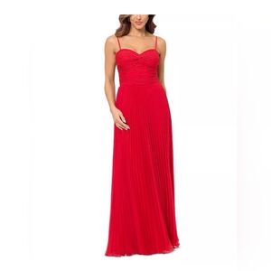 Aqua Formal Bloomingdales Women's Red Pleated Gown Size 8 NWT